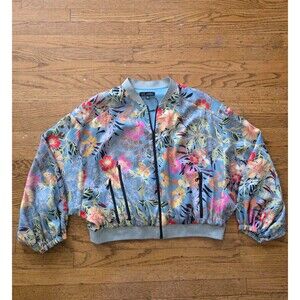 Zara TRF Collection Satin Full Zip Floral Bomber Jacket Boxy Size Medium NWOT